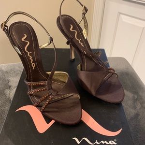 Brown evening strapped shoes  excellent condition